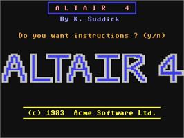 Title screen of Altair 4 on the Commodore 64.