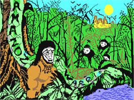 Title screen of Amazon Warrior on the Commodore 64.