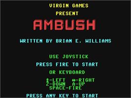 Title screen of Ambush (Virgin) on the Commodore 64.
