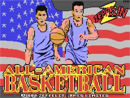 Title screen of American Basketball Heroes on the Commodore 64.