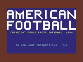Title screen of American Football on the Commodore 64.