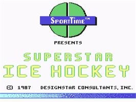 Title screen of American Ice Hockey on the Commodore 64.