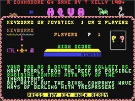 Title screen of Aqua on the Commodore 64.