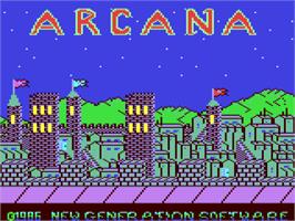 Title screen of Arcana on the Commodore 64.