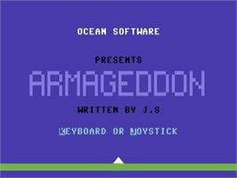 Title screen of Armageddon (Ocean) on the Commodore 64.
