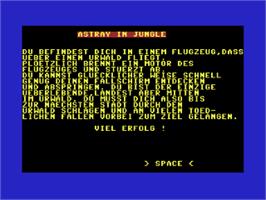 Title screen of Astray In Jungle on the Commodore 64.