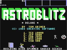 Title screen of Astroblitz on the Commodore 64.