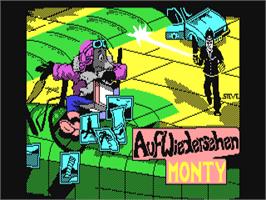 Title screen of Auf Wiedersehen Monty on the Commodore 64.