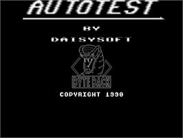 Title screen of Autotest on the Commodore 64.