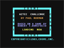 Title screen of Aztec Challenge on the Commodore 64.