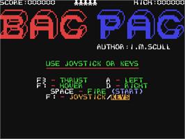 Title screen of Bac Pac on the Commodore 64.