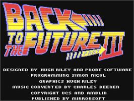 Title screen of Back to the Future Part III on the Commodore 64.