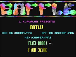 Title screen of Baffle on the Commodore 64.