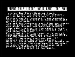 Title screen of Bagels on the Commodore 64.
