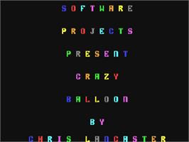 Title screen of Balloon Crazy (1985) on the Commodore 64.