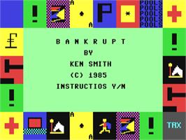 Title screen of Bankrupt on the Commodore 64.