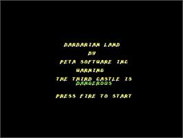 Title screen of Barbarian Land on the Commodore 64.