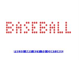 Title screen of Baseball on the Commodore 64.