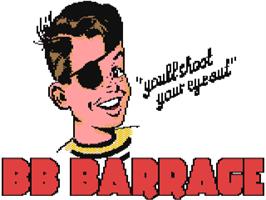 Title screen of Bb Barrage on the Commodore 64.