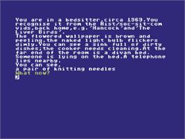 Title screen of Beatle Quest on the Commodore 64.