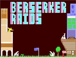 Title screen of Berserker Raids on the Commodore 64.