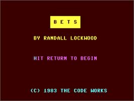 Title screen of Bets on the Commodore 64.