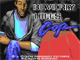 Title screen of Beverly Hills Cop on the Commodore 64.