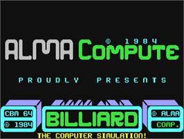Title screen of Billiard on the Commodore 64.