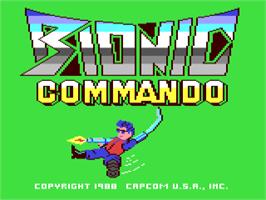 Title screen of Bionic Commando on the Commodore 64.