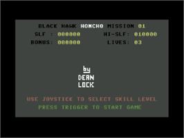 Title screen of Black Hawk on the Commodore 64.