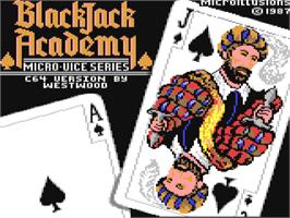 Title screen of Blackjack Academy on the Commodore 64.