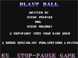 Title screen of Blast Ball on the Commodore 64.