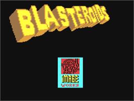 Title screen of Blasteroids on the Commodore 64.
