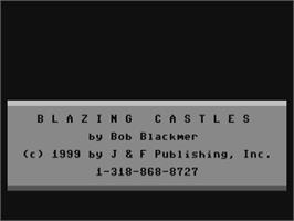 Title screen of Blazing Castles on the Commodore 64.