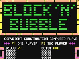 Title screen of Block'n'bubble on the Commodore 64.