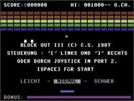 Title screen of Block Out 3 on the Commodore 64.