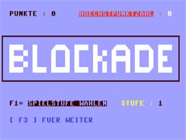 Title screen of Blockade (Europa Computer-Club) on the Commodore 64.