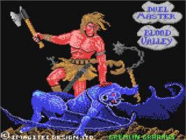 Title screen of Blood Valley on the Commodore 64.