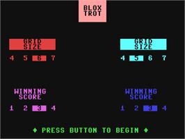 Title screen of Blox Trot on the Commodore 64.