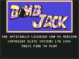 Title screen of Bomb Jack on the Commodore 64.