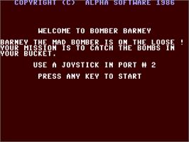 Title screen of Bomber Barney on the Commodore 64.