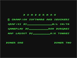 Title screen of Bomberman on the Commodore 64.