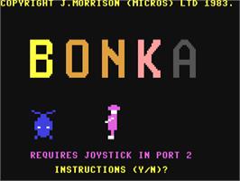 Title screen of Bonka on the Commodore 64.