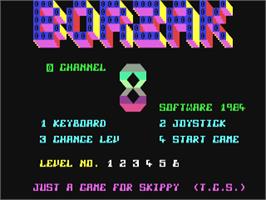 Title screen of Borzak on the Commodore 64.