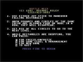 Title screen of Bottle Neck on the Commodore 64.