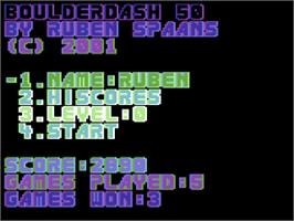 Title screen of Boulder Dash 50 on the Commodore 64.