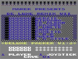 Title screen of Boulder Dash De Luxe Remix 7 on the Commodore 64.