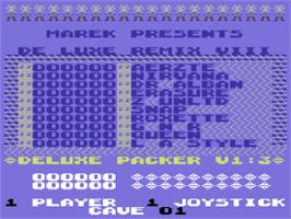 Title screen of Boulder Dash De Luxe Remix 8 on the Commodore 64.
