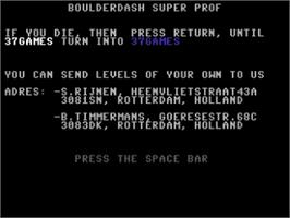 Title screen of Boulder Dash Super Prof on the Commodore 64.