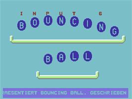 Title screen of Bouncing Ball (Input 64) on the Commodore 64.